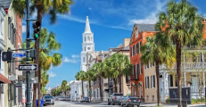 Bachelorette group shopping on King Street in Charleston